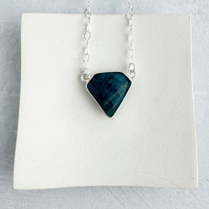 Dainty Triangle Bezel Necklace - Apatite