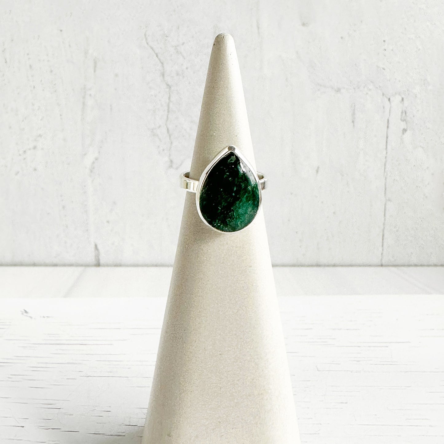 Emerald Teardrop Statement Ring in Gold and Silver