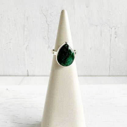 Emerald Teardrop Statement Ring in Gold and Silver