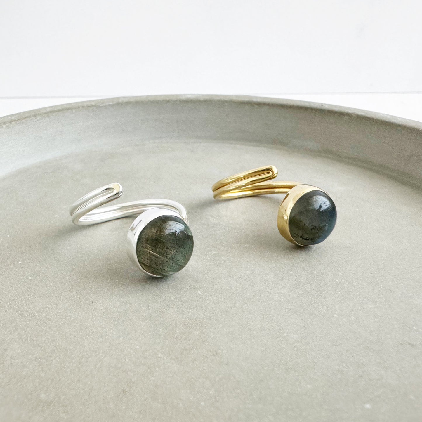 Labradorite Wrap Ring in Gold and Silver