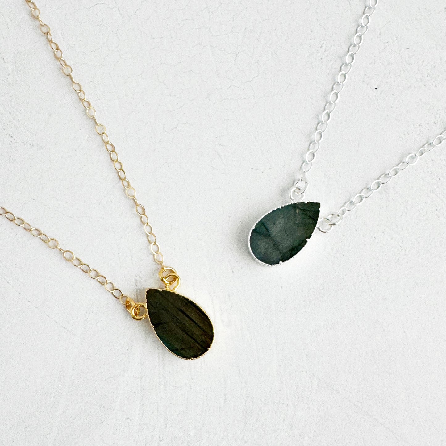 Simple Teardrop Necklace - Labradorite