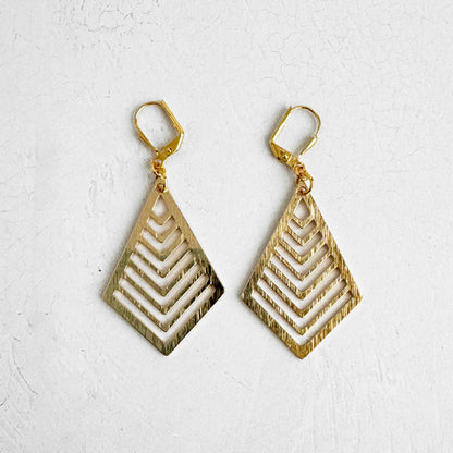 Kite Dangle Earrings in Brushed Gold