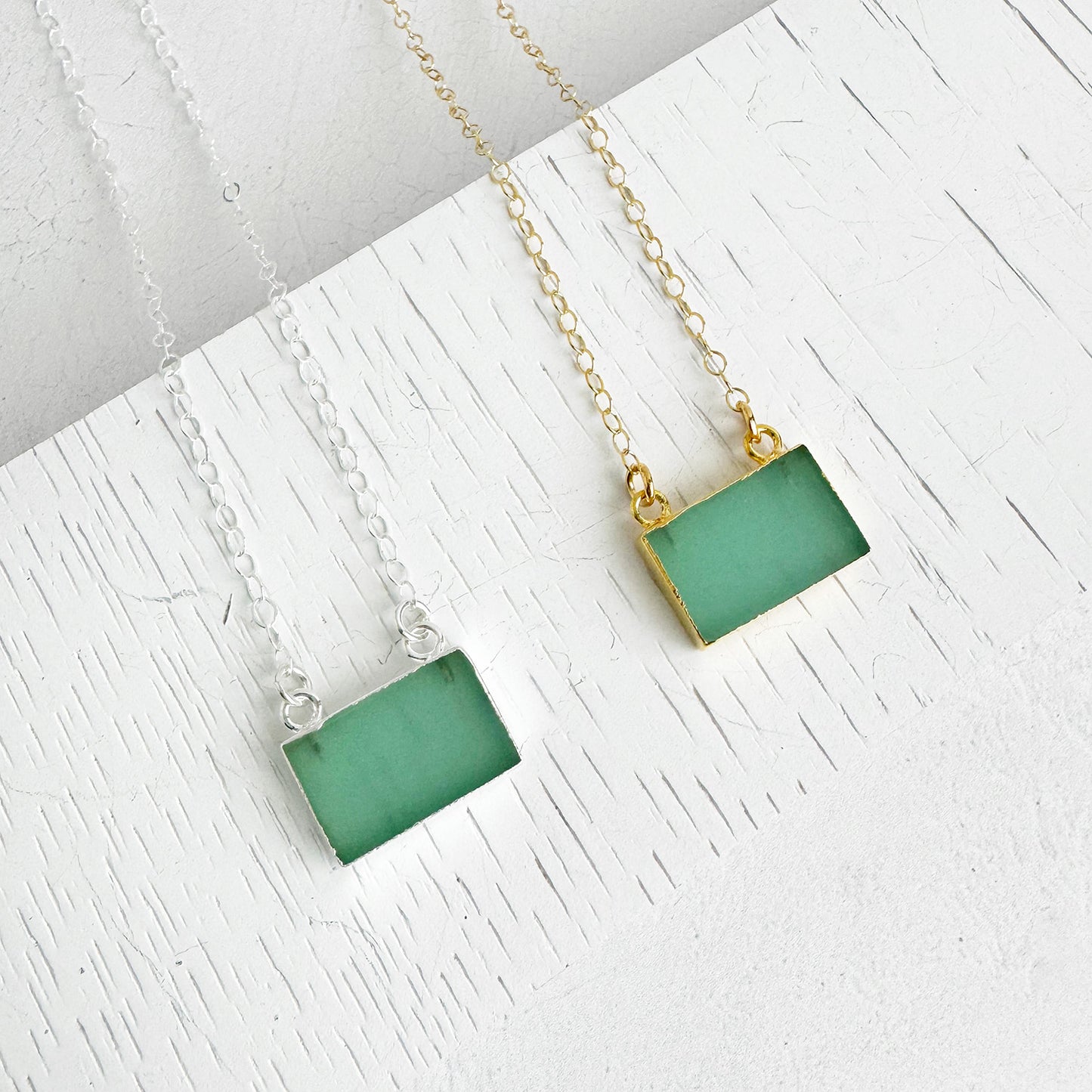 Aqua Chalcedony Bar Necklace