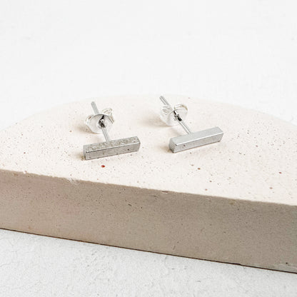 Bar Stud Earrings in Silver