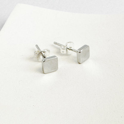 Square Stud Earrings in Silver