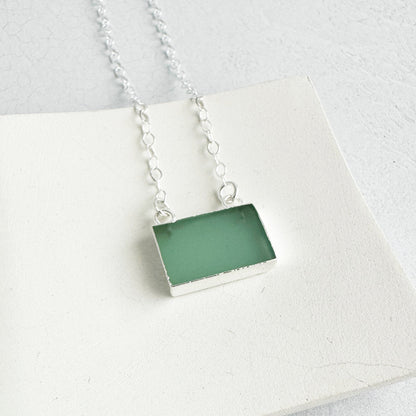 Aqua Chalcedony Bar Necklace