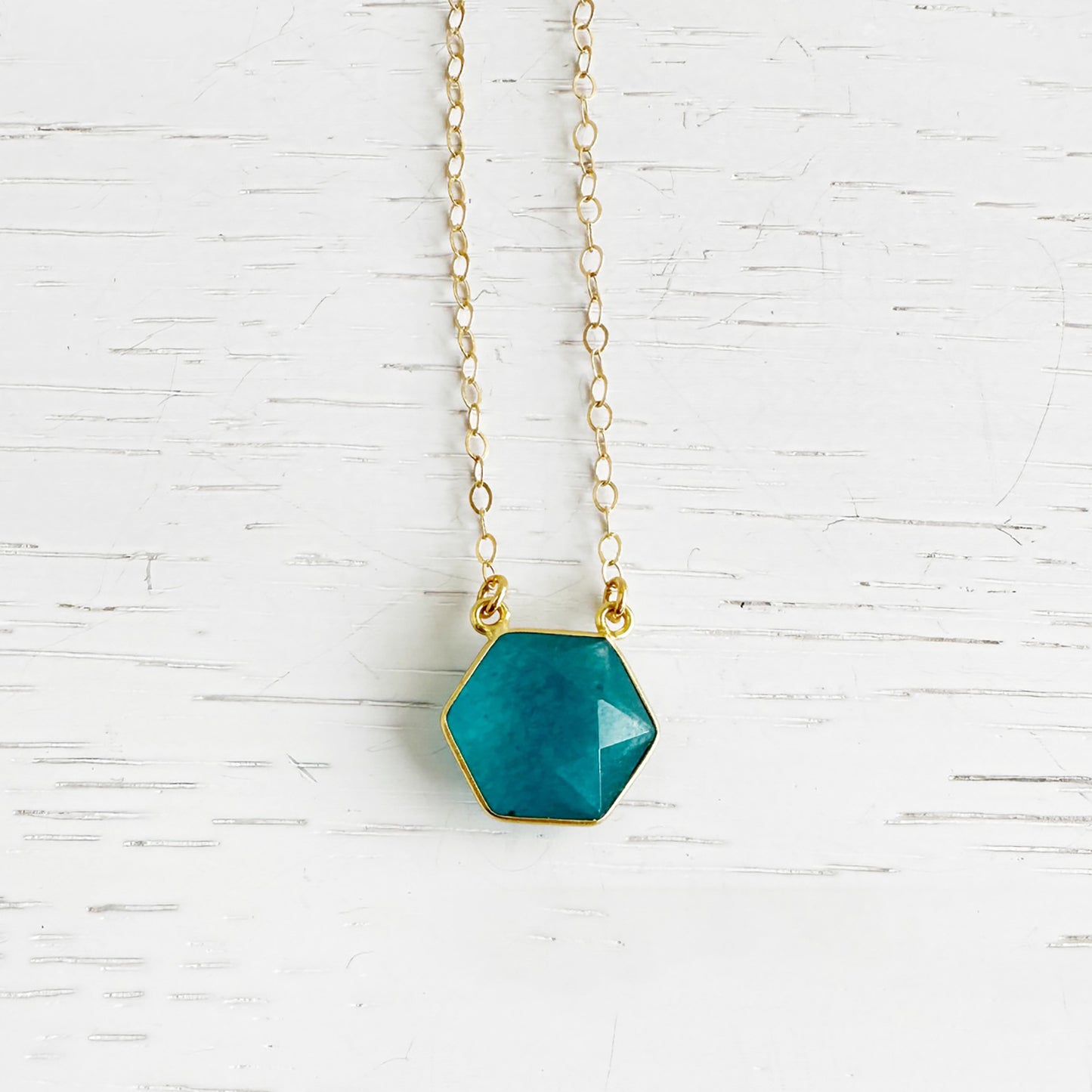 Apatite Hexagon Layering Necklace in Gold and Silver