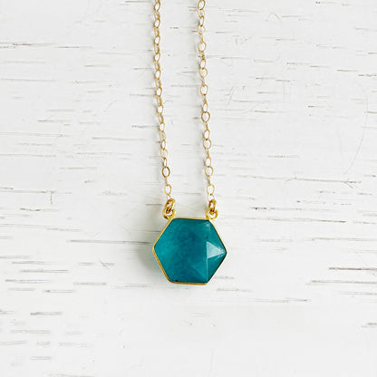 Apatite Hexagon Layering Necklace in Gold and Silver