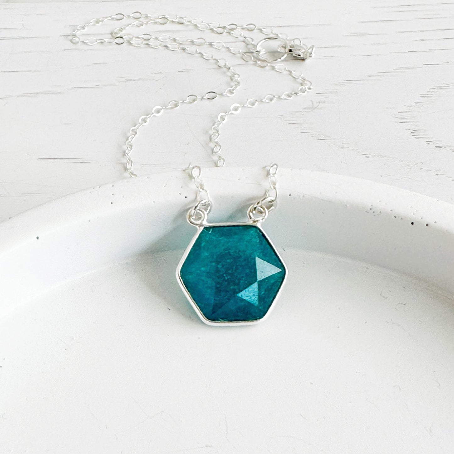 Apatite Hexagon Layering Necklace in Gold and Silver