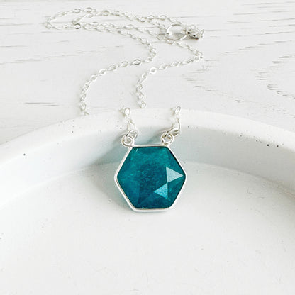 Apatite Hexagon Layering Necklace in Gold and Silver