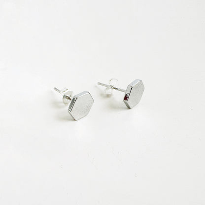 Hexagon Stud Earrings in Silver