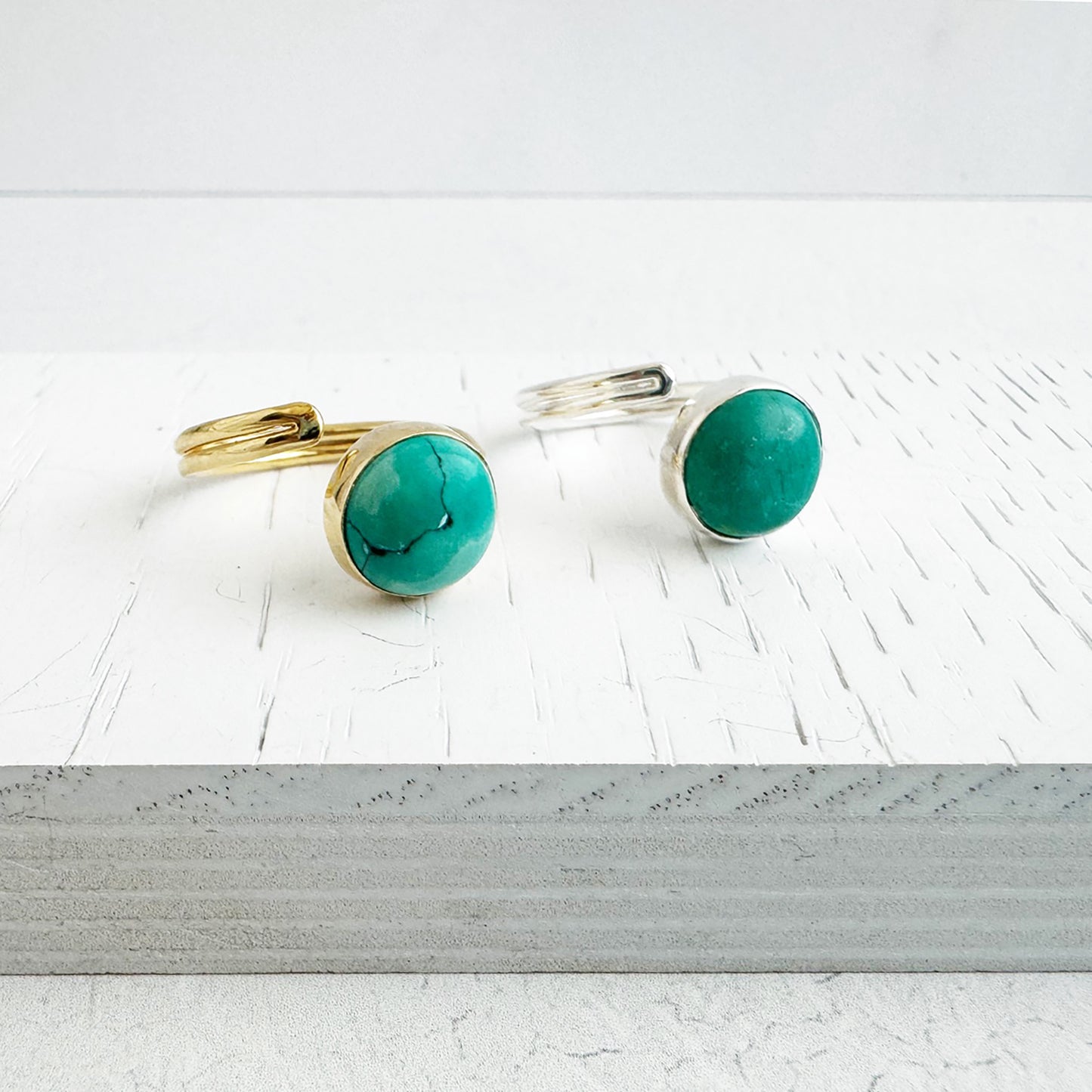 Natural Turquoise Wrap Ring in Gold and Silver