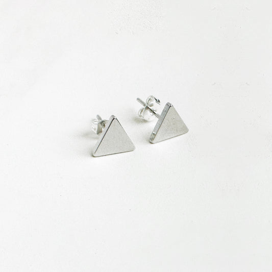 Triangle Stud Earrings in Silver