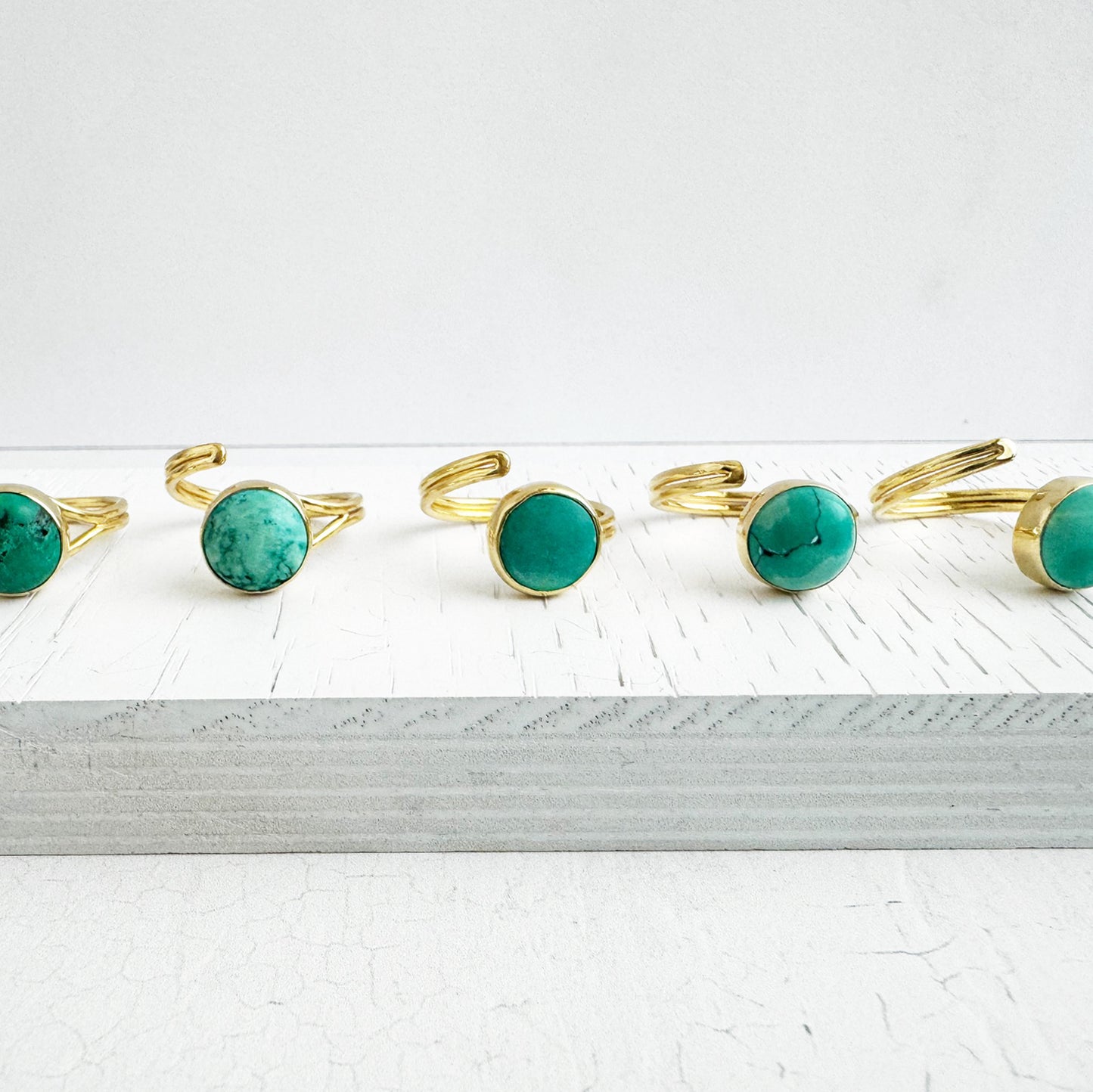 Natural Turquoise Wrap Ring in Gold and Silver