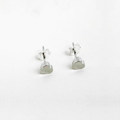 Heart Stud Earrings in Silver