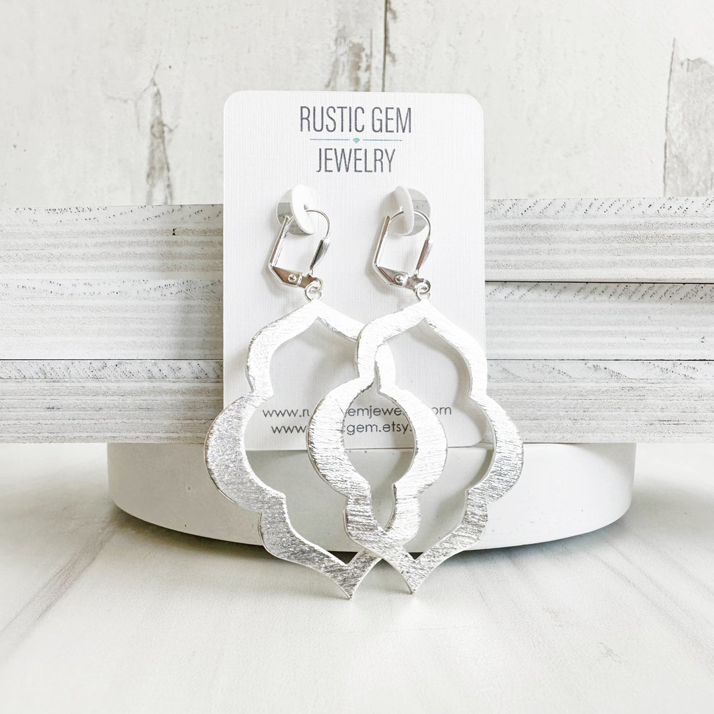 Geometric Quatrefoil Statement Earrings in Silver