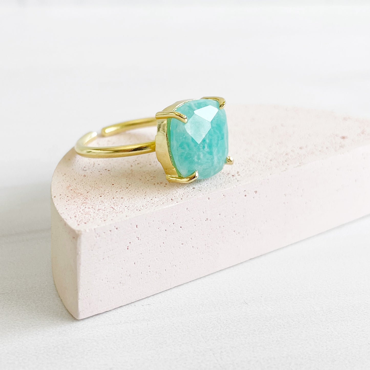 Amazonite Gemstone Ring Prong Setting in Silver or Gold