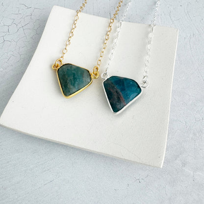 Dainty Triangle Bezel Necklace - Apatite