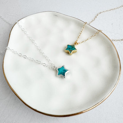 Turquoise Star Necklace in 14k Gold Filled and Sterling Silver