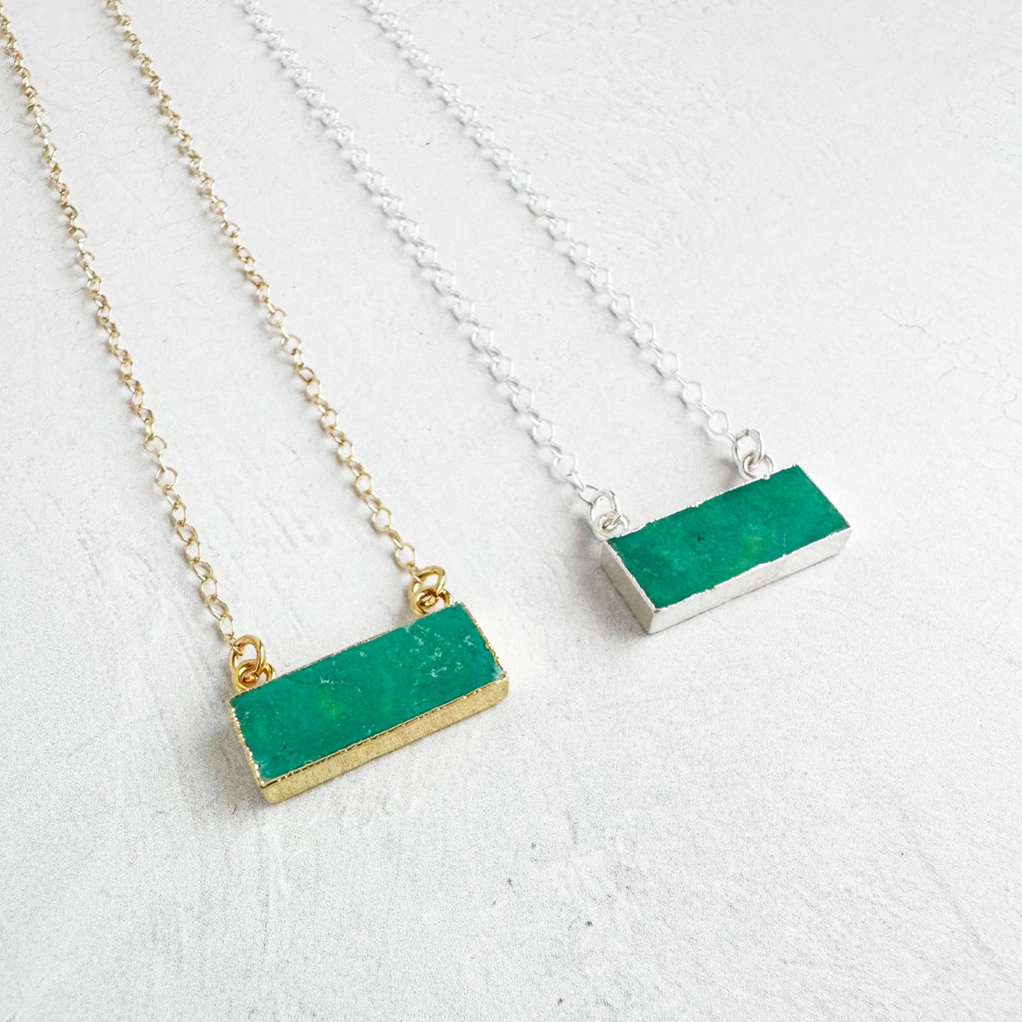 Amazonite Bar Necklace in 14k Gold Filled and Sterling Silver