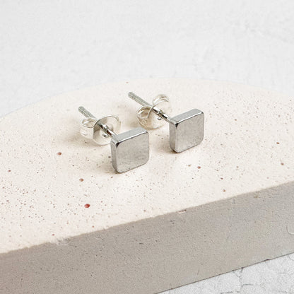 Square Stud Earrings in Silver