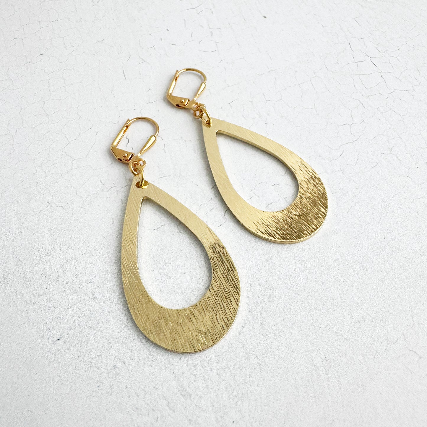 Teardrop Dangle Earrings in Brushed Gold