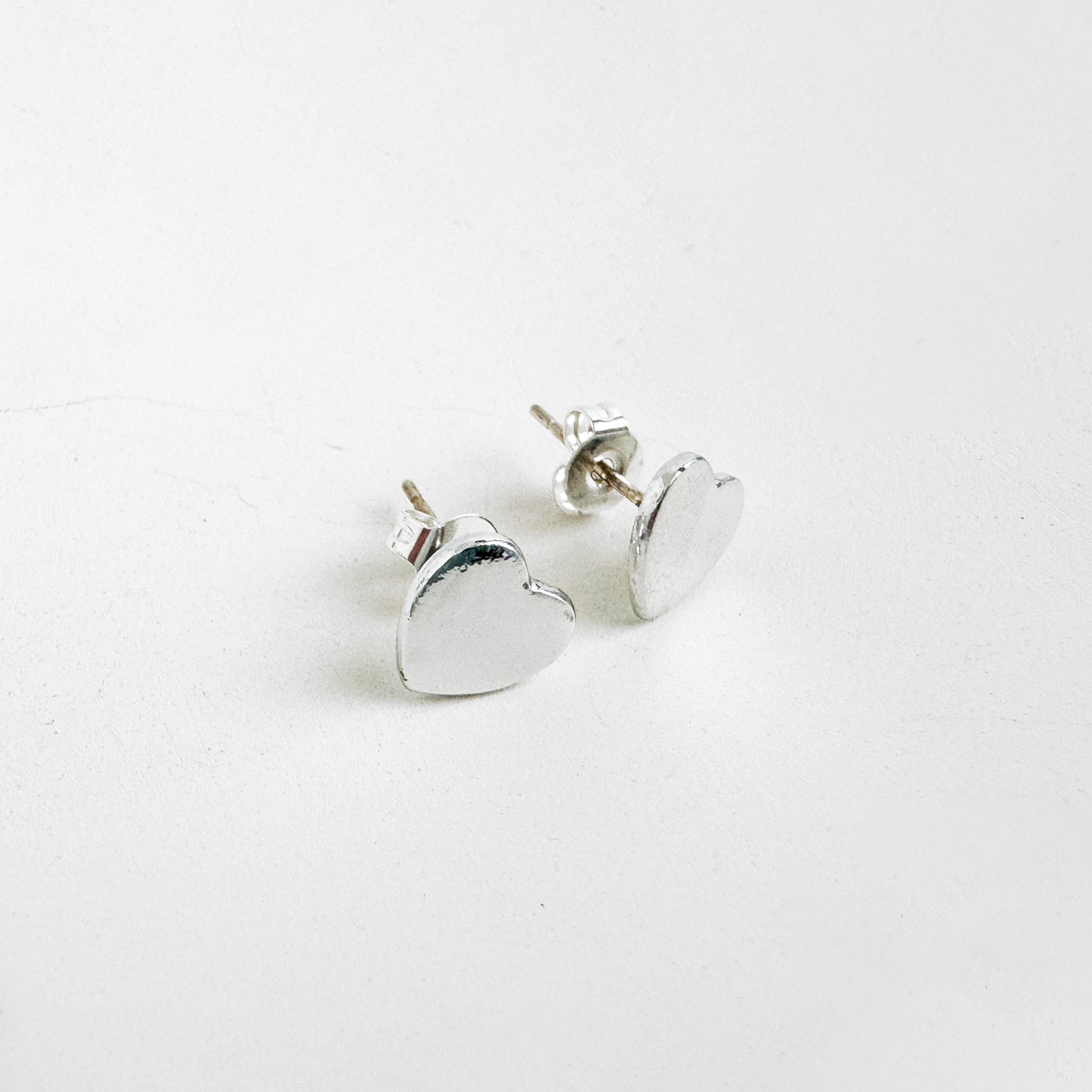 Heart Stud Earrings in Silver