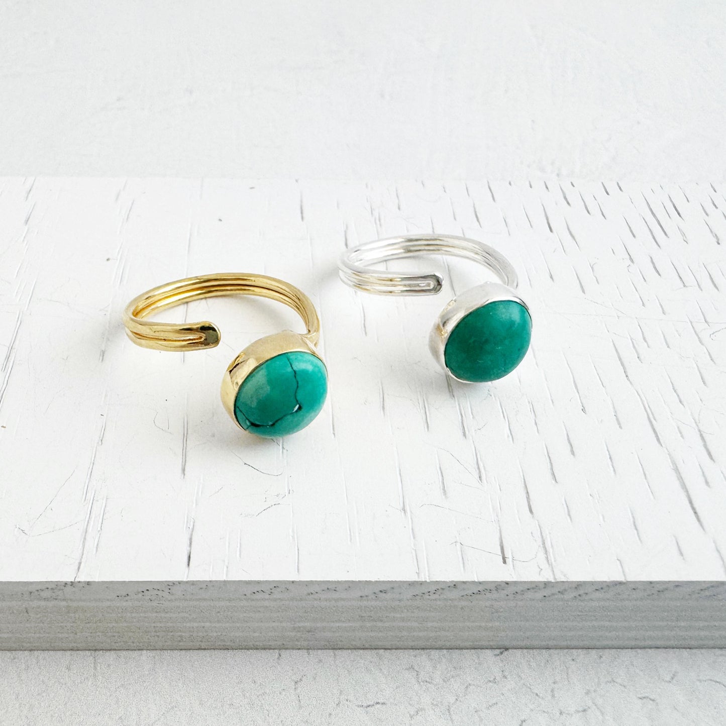 Natural Turquoise Wrap Ring in Gold and Silver