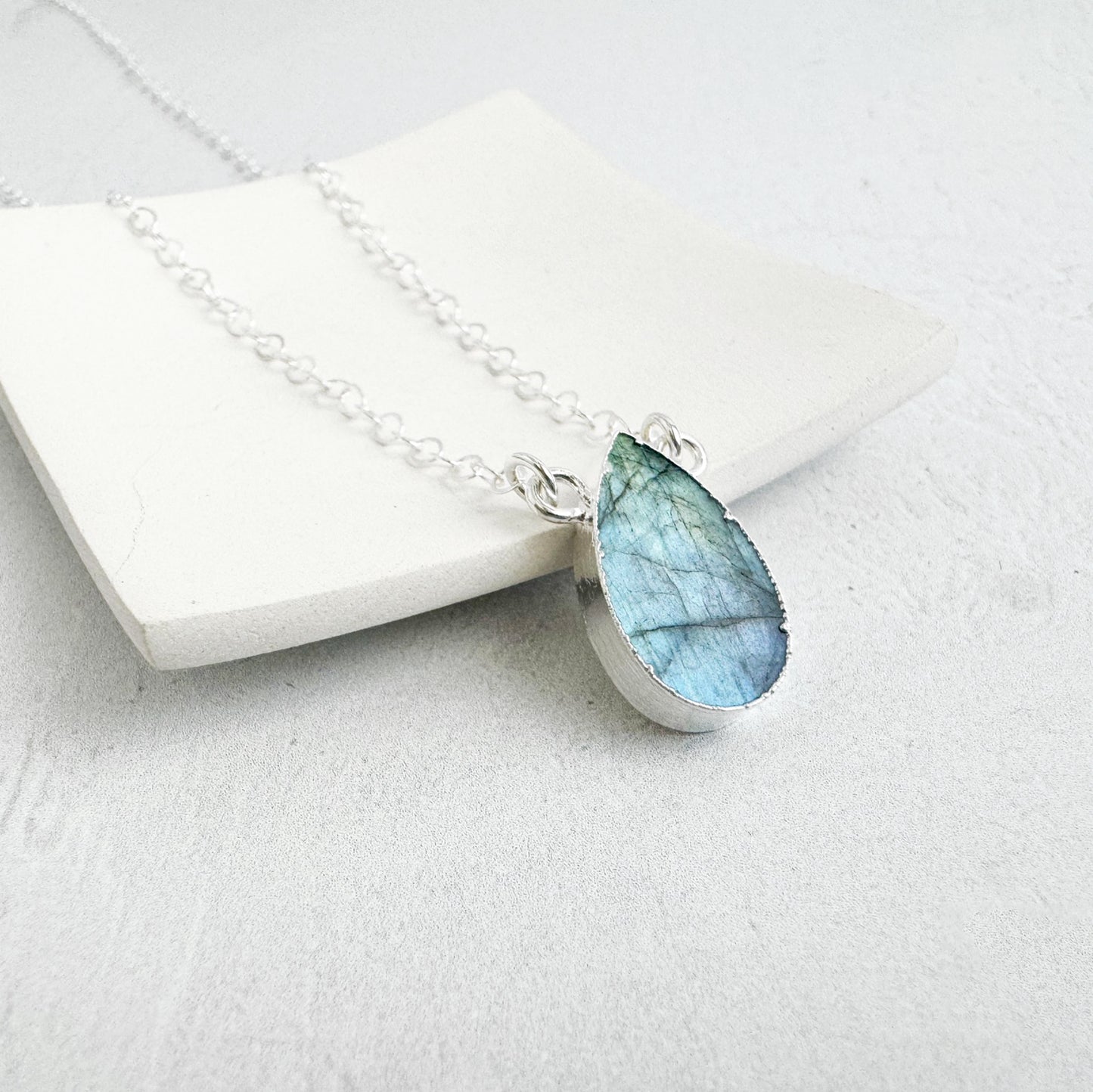 Simple Teardrop Necklace - Labradorite