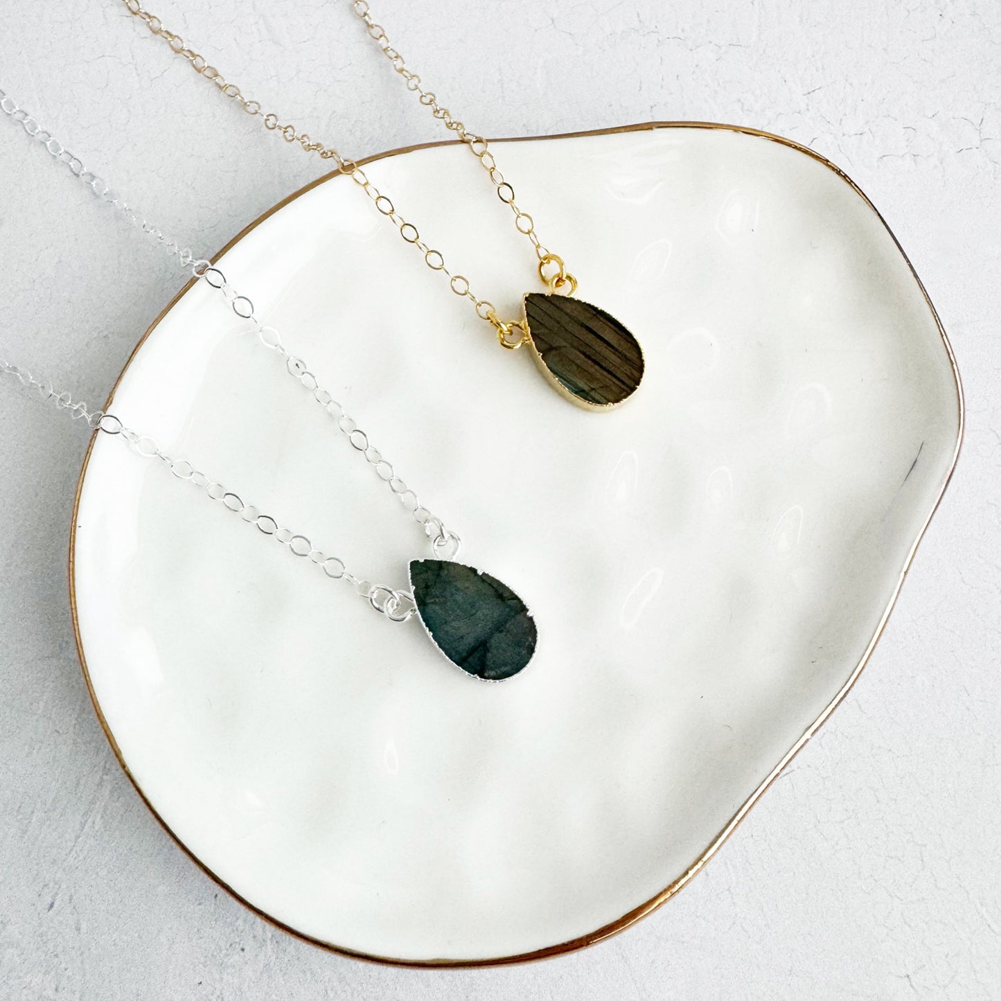 Simple Teardrop Necklace - Labradorite