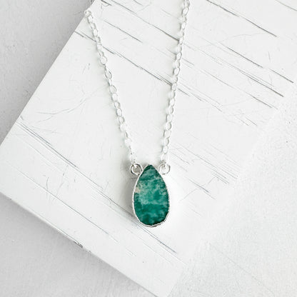 Amazonite Teardrop Necklace in 14k Gold Filled and Sterling Silver