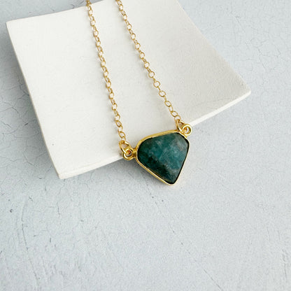 Dainty Triangle Bezel Necklace - Apatite