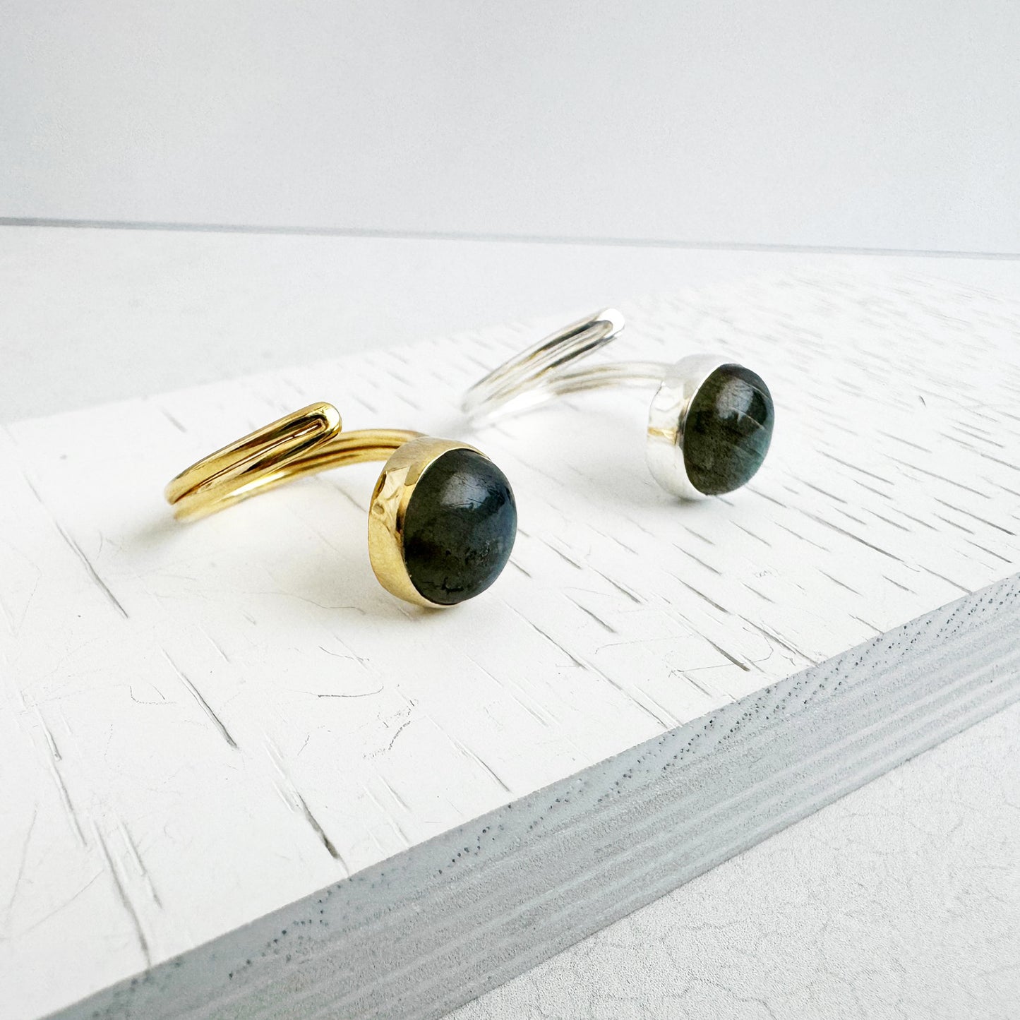 Labradorite Wrap Ring in Gold and Silver