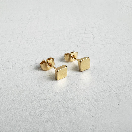 Square Stud Earrings in 18k Gold Plating