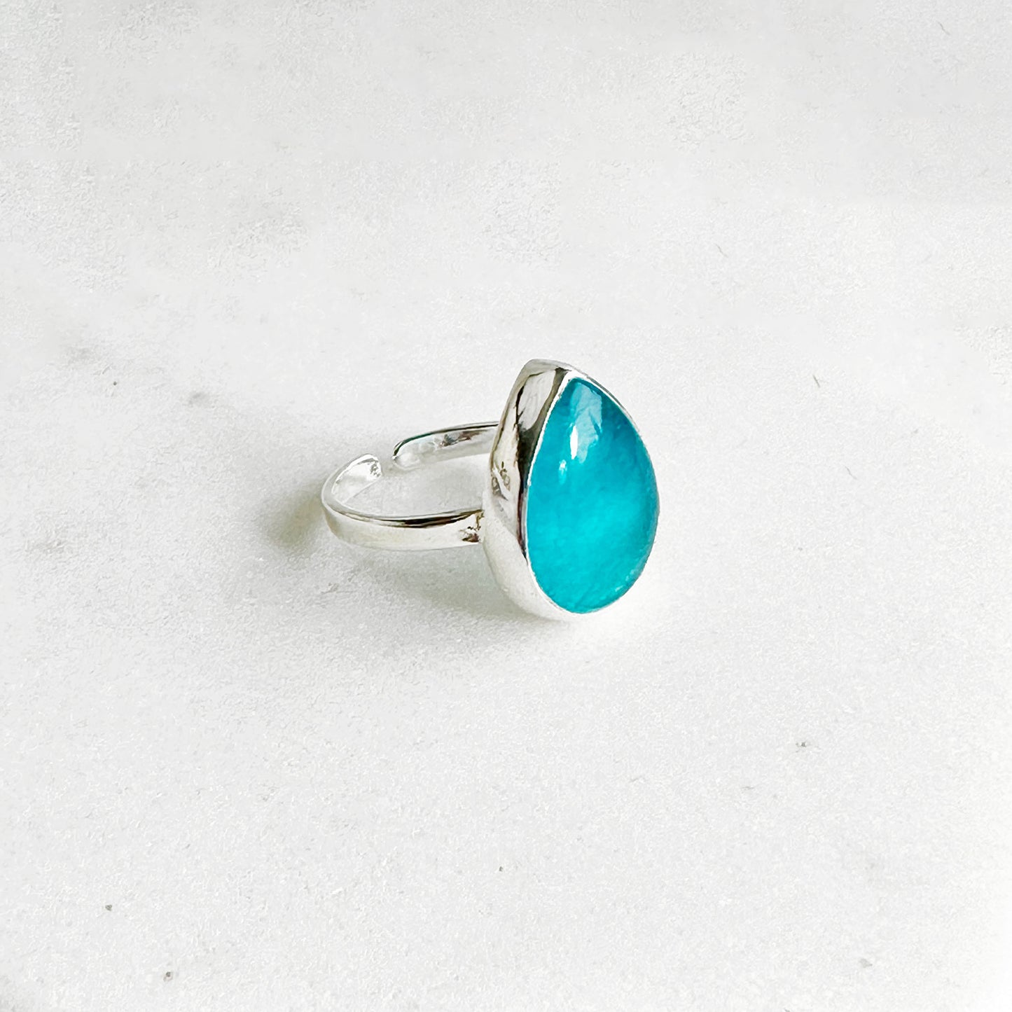 Light Apatite Teardrop Statement Ring in Gold and Silver