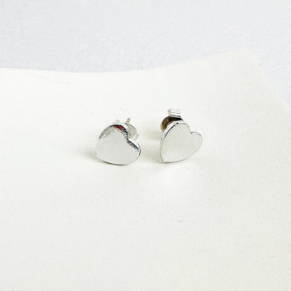 Heart Stud Earrings in Silver