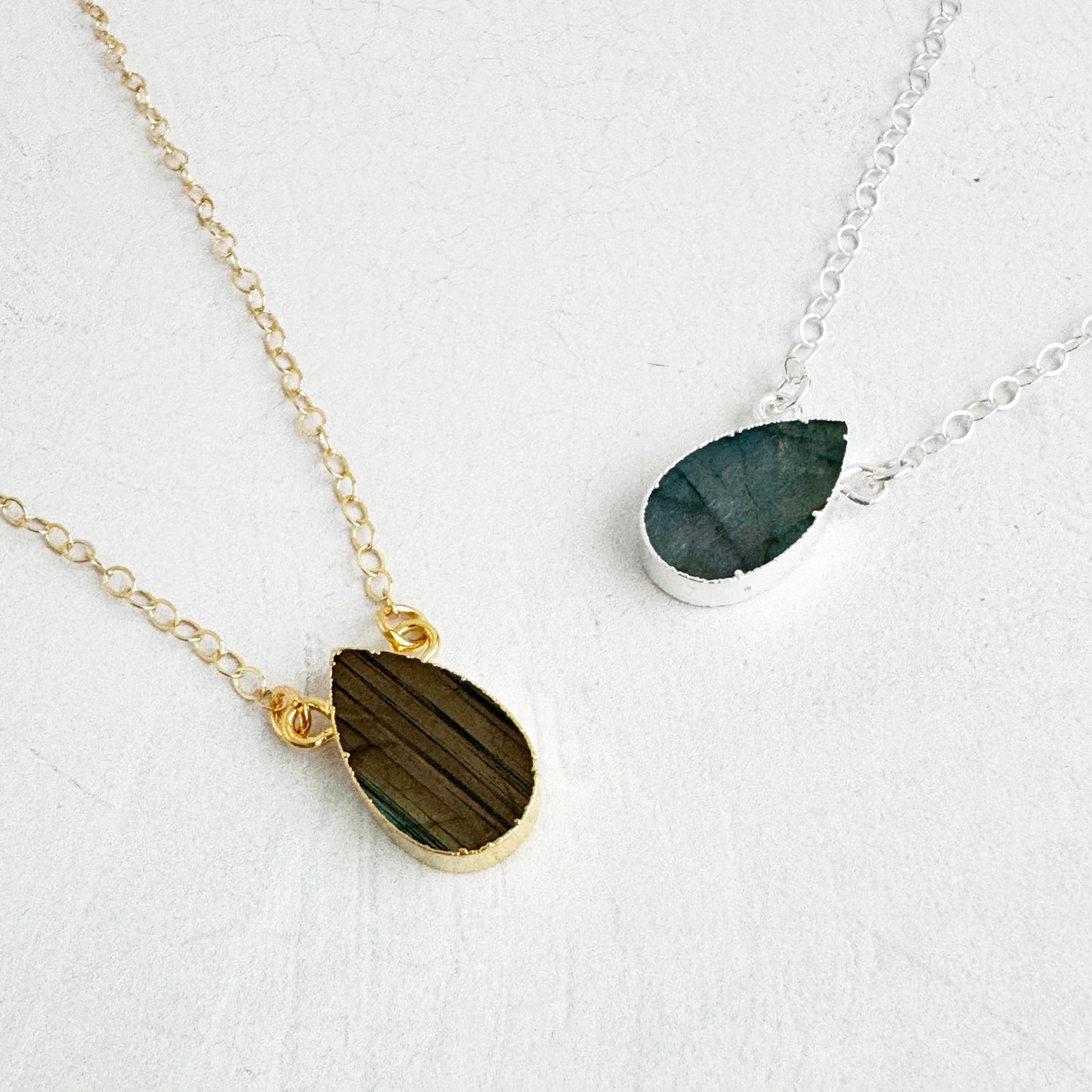 Simple Teardrop Necklace - Labradorite
