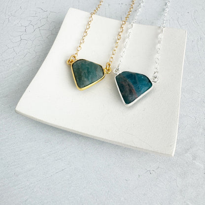 Dainty Triangle Bezel Necklace - Apatite