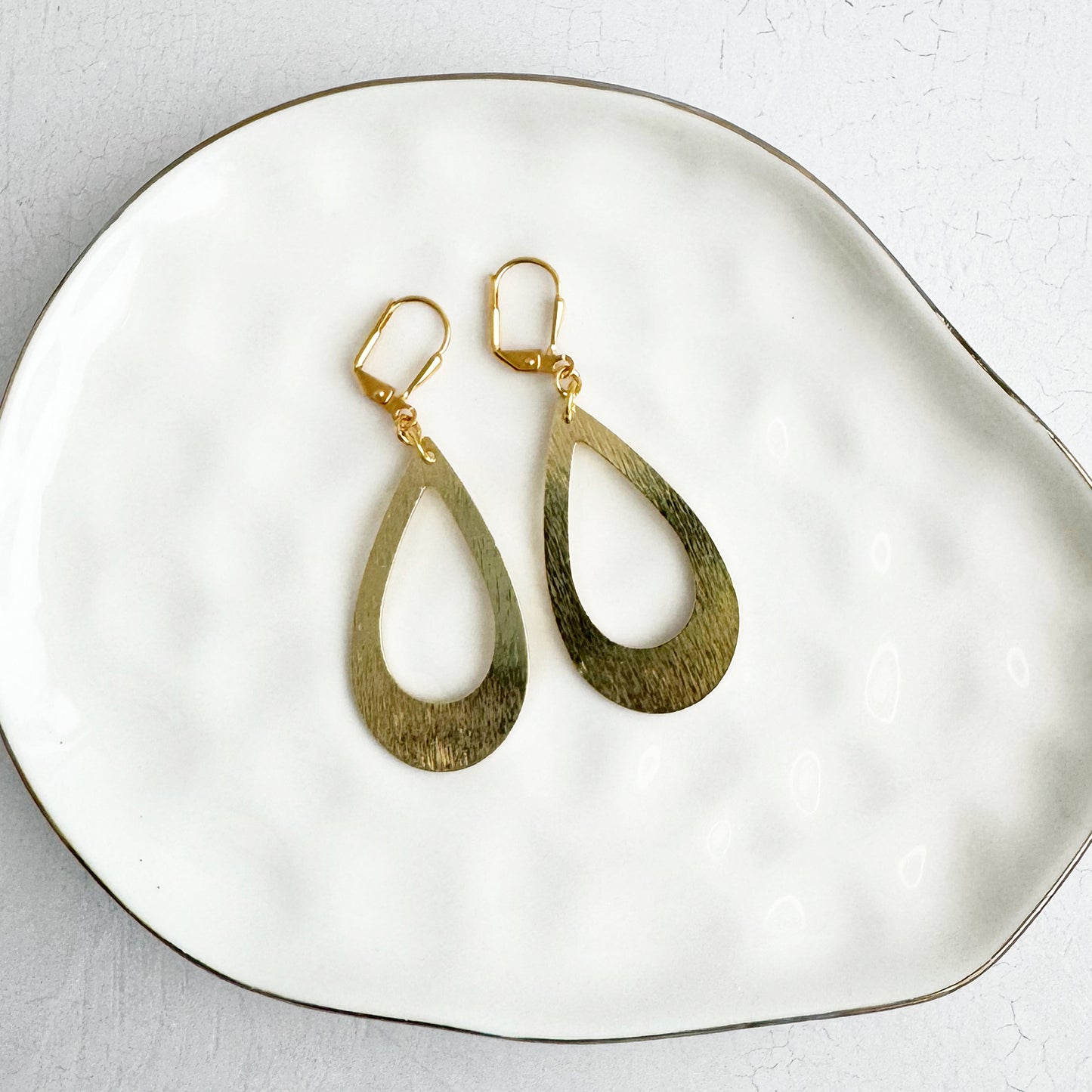 Teardrop Dangle Earrings in Brushed Gold