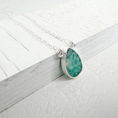 Amazonite Teardrop Necklace in 14k Gold Filled and Sterling Silver