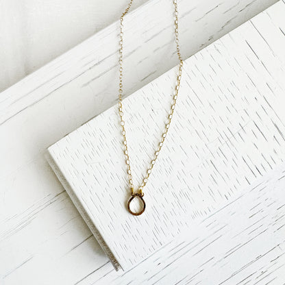 Tiny Teardrop Charm Necklace in 14k Gold Filled Chain
