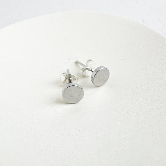 Circle Stud Earrings in Silver