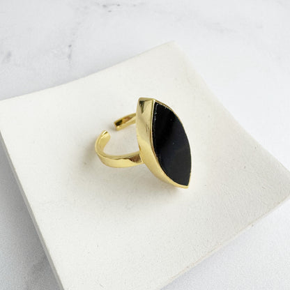 Marquise Statement Ring – Black Onyx