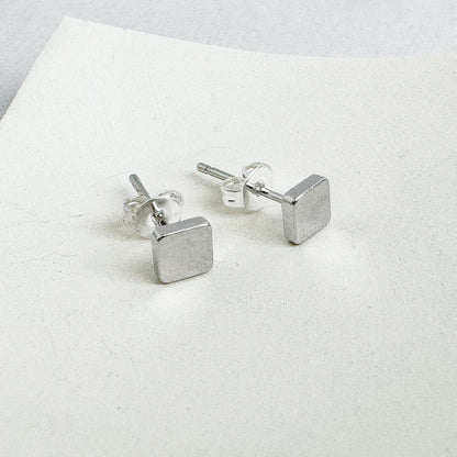 Square Stud Earrings in Silver
