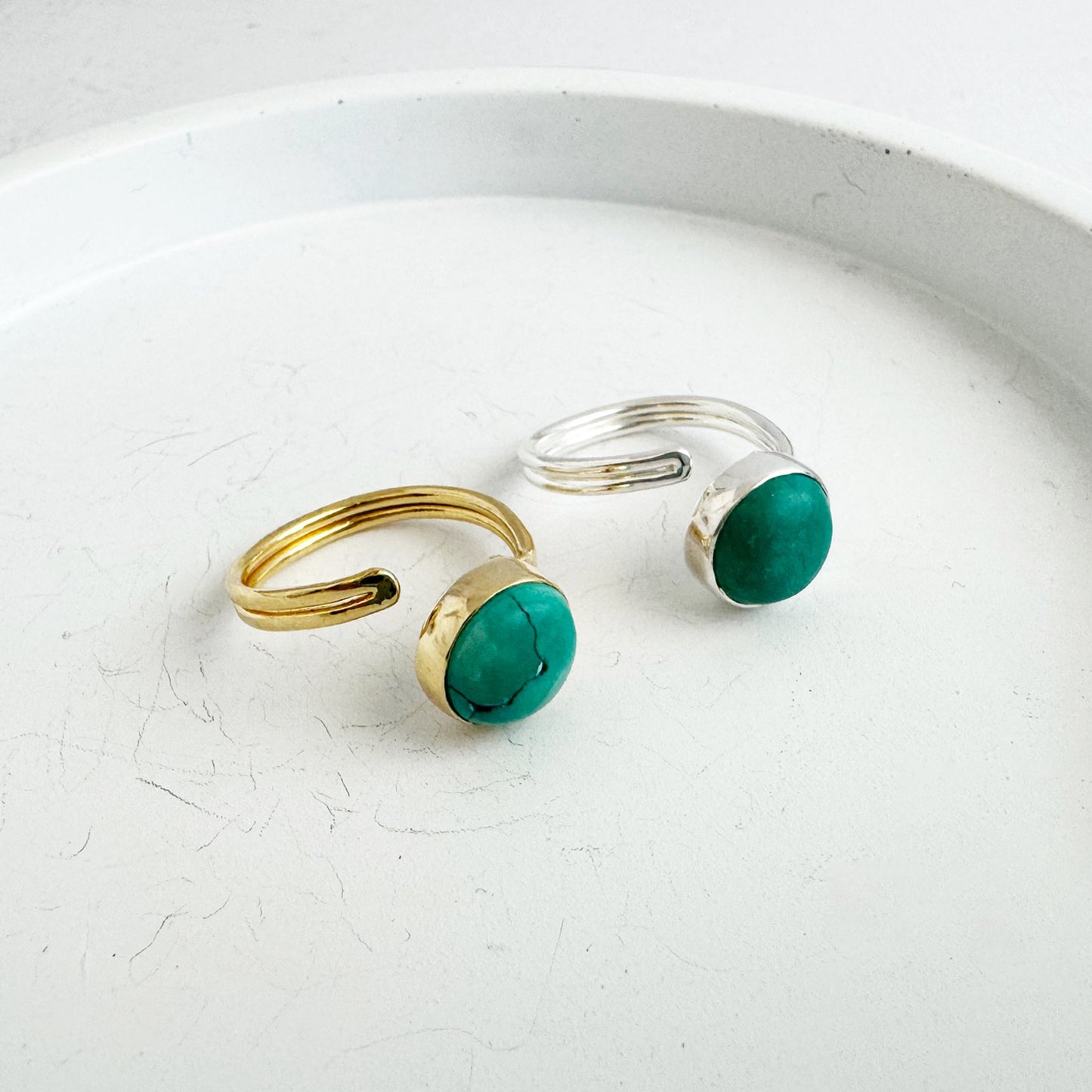 Natural Turquoise Wrap Ring in Gold and Silver