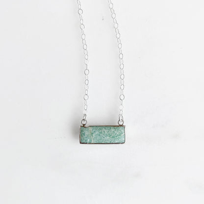 Small Amazonite Bar Necklaces in Sterling Silver or 14k Gold Filled