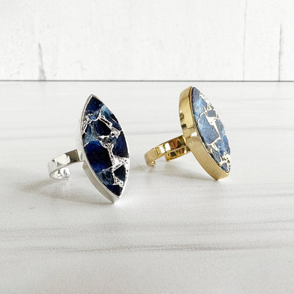 Sapphire Mojave Marquise Statement Ring in in Gold and Silver