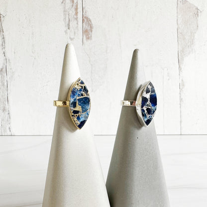 Sapphire Mojave Marquise Statement Ring in in Gold and Silver