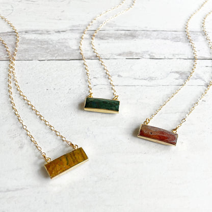 Jasper Bar Necklace in Gold