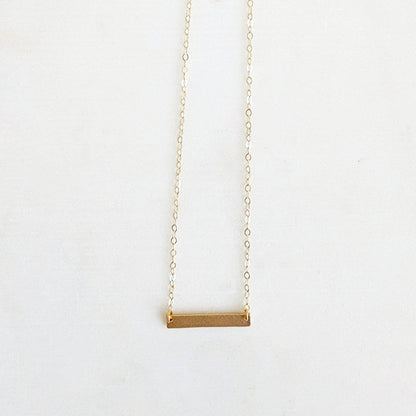Dainty Rectangle Bar Necklace in Gold